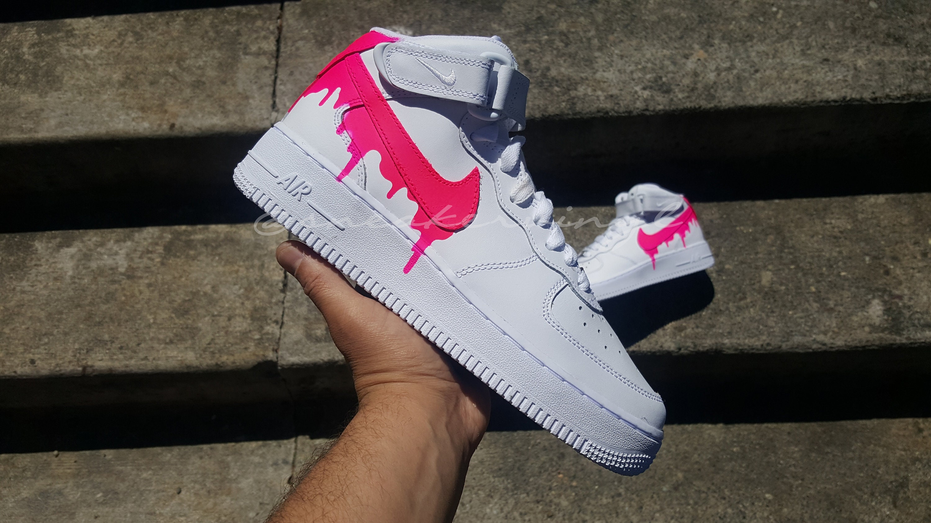 Pink LV Swoosh Inspired - Custom Air Force 1 - Hand Painted AF1 - Cust –  Merakicks