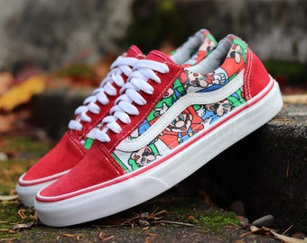 Custom Vans Old Skool Super Mario & Luigi Themed, Christmas gift