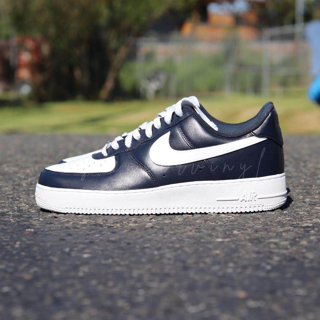 Custom Nike Air Force 1 Low Navy Blue and White Custom NWT - Etsy