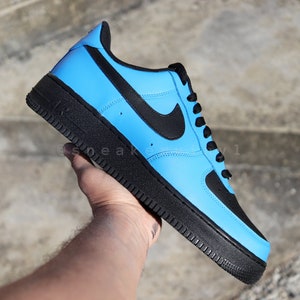 Nike Air Force 1 Low Black N Sky Blue Custom NWT