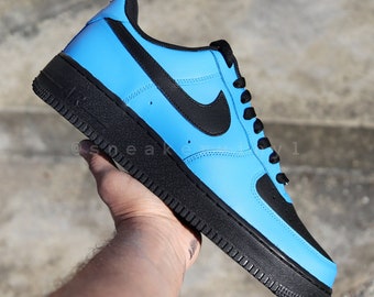 Custom Nike Air Force 1 Low Black N Sky Blue Custom NWT