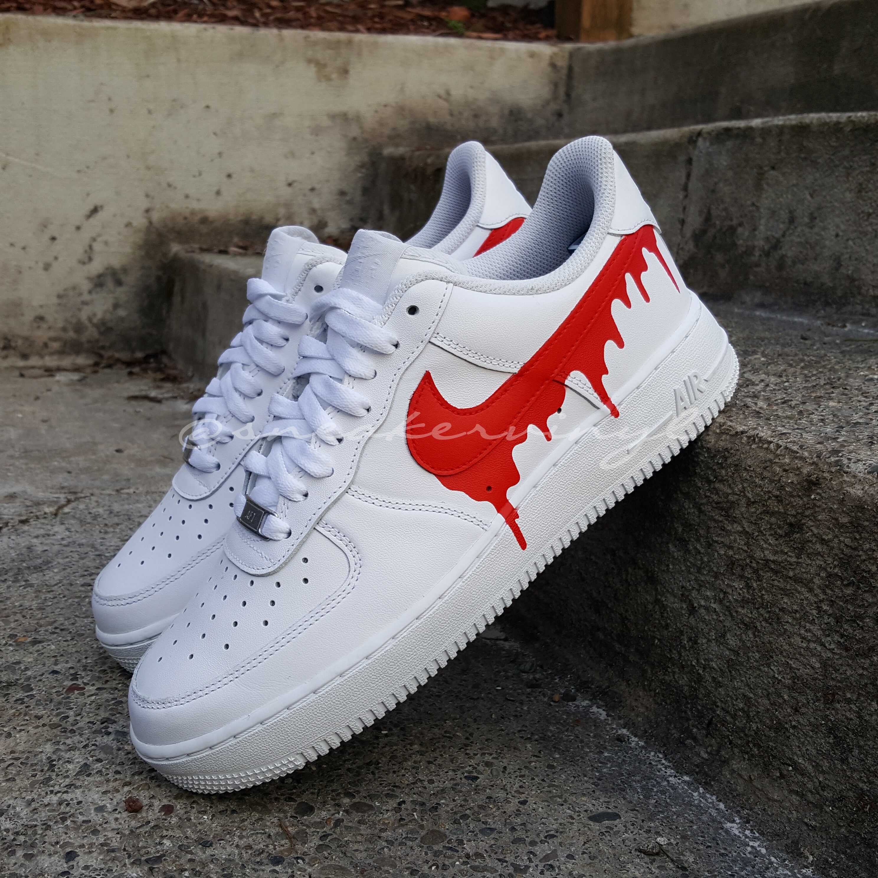 Buy Nike Air Force 1 Low Red Paint Drip Custom NWT Online in India 