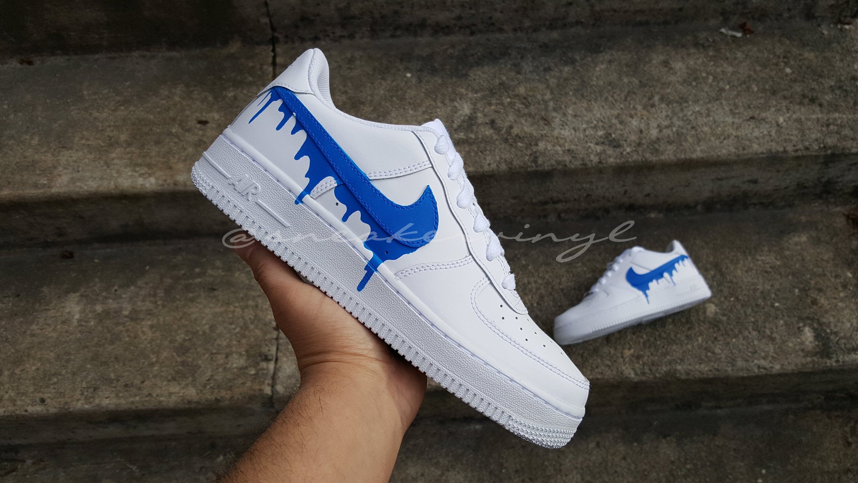 Nike air Force 1 Low Blue Paint Drip Custom NWT - Etsy 日本