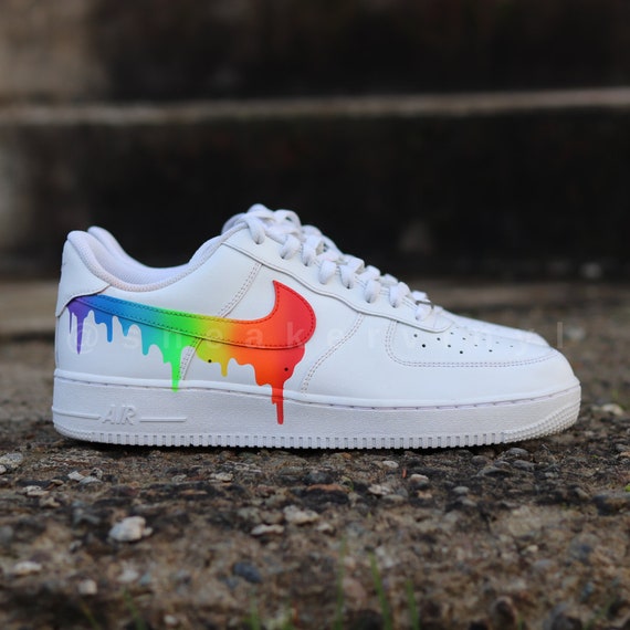 Custom Nike Air Force 1 Low Rainbow Pride Colored Paint Drip