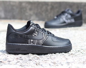 Nike Air Force Low Black Bandana Custom NWT