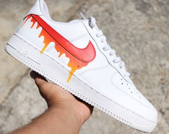 Custom Nike Air Force 1 Low Sun Fire Paint Drip Custom