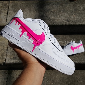 Nike Air Force 1 Low Pink Paint Drip Custom NWT