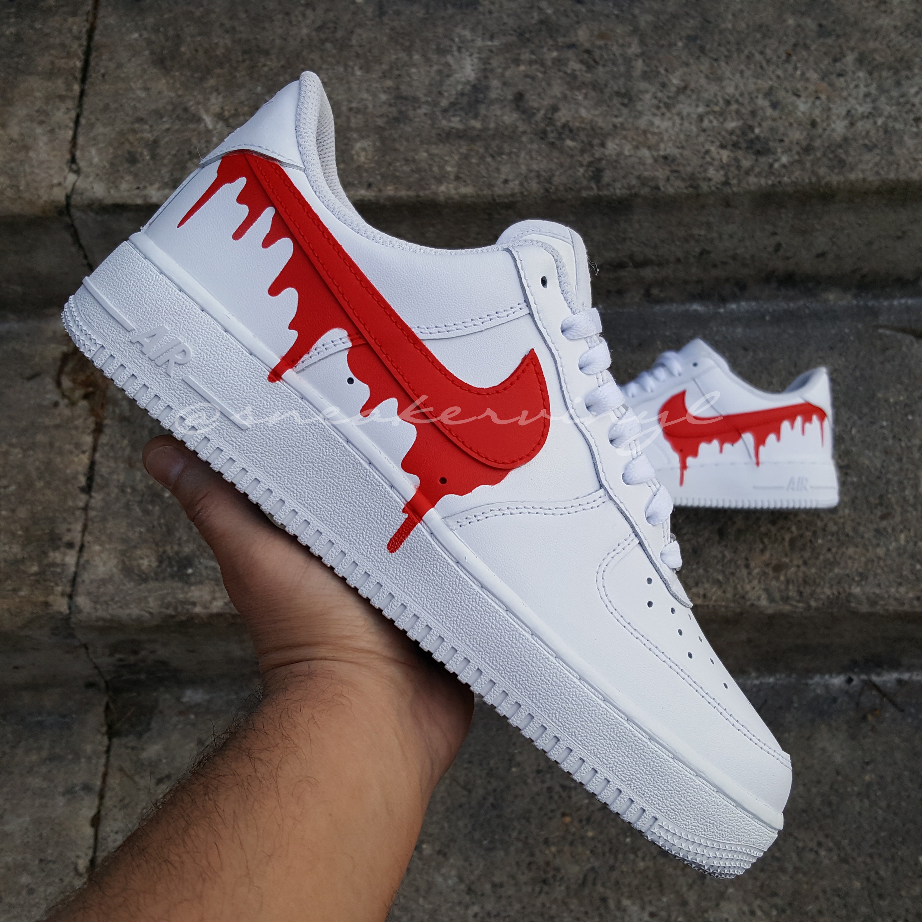 Nike Air Force 1 Low Red Black Paint Drip Custom NWT -  Finland