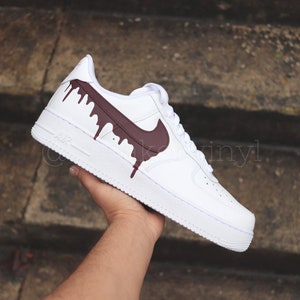 Nike Air Force 1 Low Burgundy Paint Drip Custom NWT