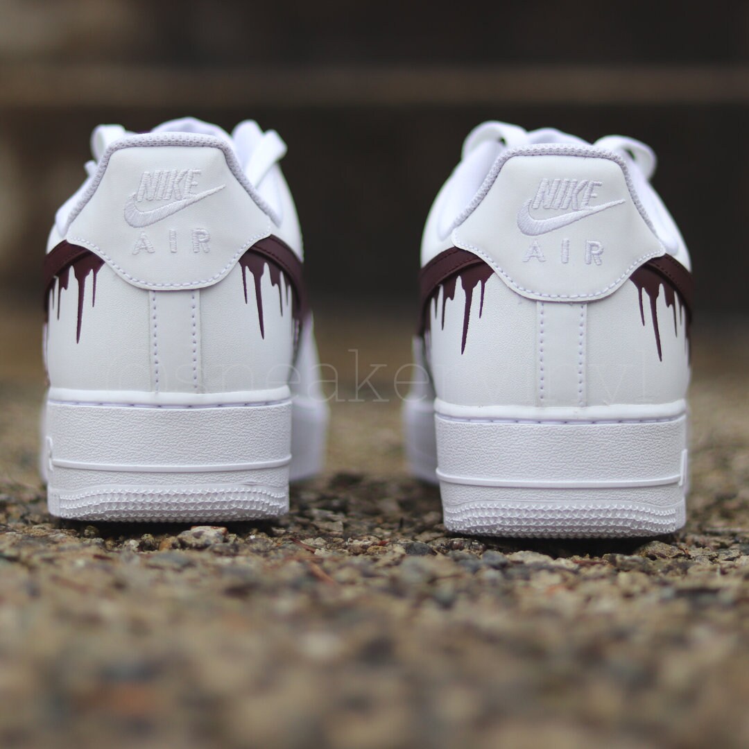 Nike Air Force 1 Low Burgundy Paint Drip Custom NWT - Etsy