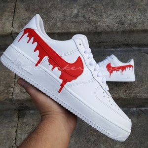 Nike Air Force 1 Low Red Paint Drip Custom NWT