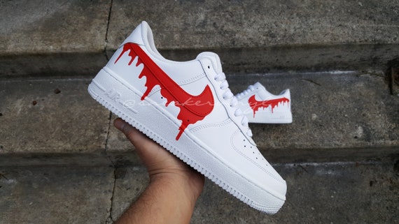 Buy Nike Air Force 1 Low Red Paint Drip Custom NWT Online in India 
