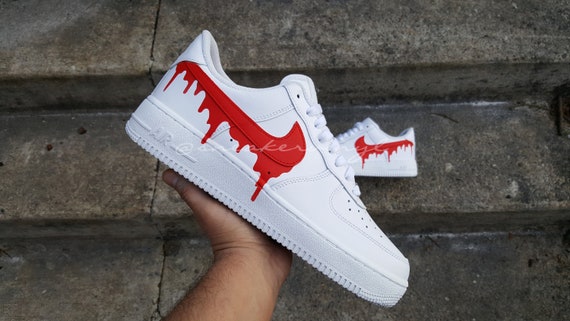 red drip custom air force 1