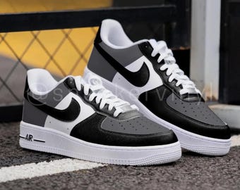 Custom Nike Air Force 1 Low: Black & Grey, Airbrushed