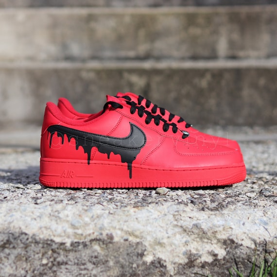 Red pattern drip AF1 customs