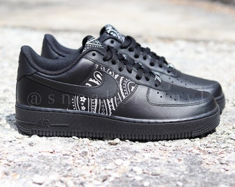 Nike Air Force Low Black Bandana Custom NWT