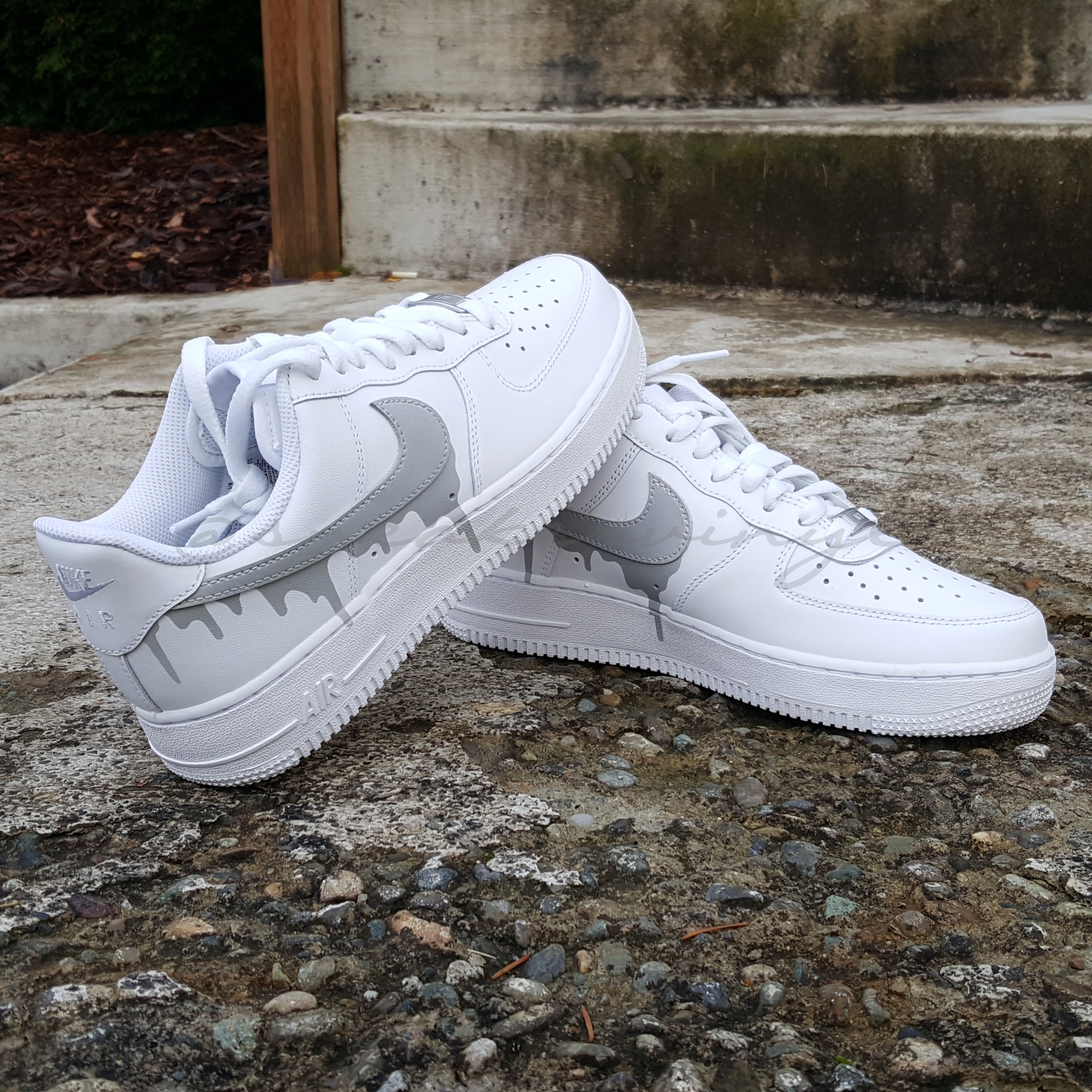 Nike Air Force 1 Low Concrete Grey Paint Drip Custom NWT Etsy