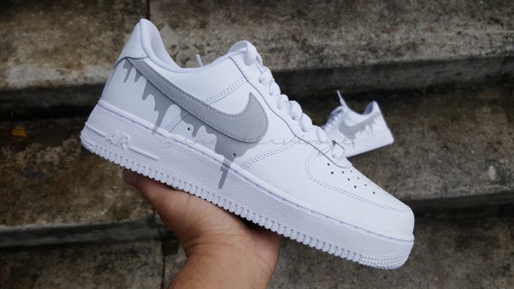 Nike Air Force 1 Low Concrete Grey Paint Drip Custom NWT Etsy