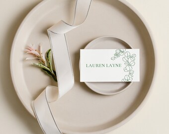 Eucalyptus name place Cards, Wedding place Cards, Flat Place Cards, escort cards, Printable place holders, Table name cards