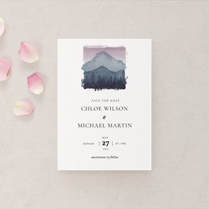 Mountains Wedding save the date invitation, Save the date printable invite, modern minimalist save the date template image 7