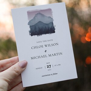 Mountains Wedding save the date invitation, Save the date printable invite, modern minimalist save the date template image 3