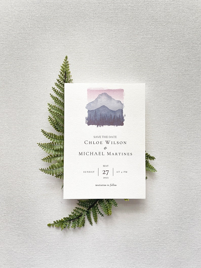 Mountains Wedding save the date invitation, Save the date printable invite, modern minimalist save the date template image 5