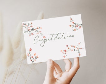 Floral Congratulations card, wedding congrats card