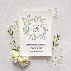 Bright floral wreath save the date template, spring wedding card template, , printable watercolor floral wedding invitations image 7