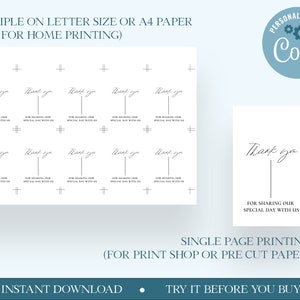 Modern Printable Thank You Tags Wedding Favor Tags - Etsy