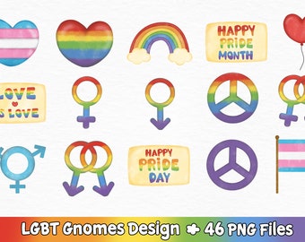 LGBT Gnomes Design, LGBT design files, Gnome lgbt png file, Gnome Bundle Design, Gnome lgbt  png bundle design, gnome lgbt watercolor bundle