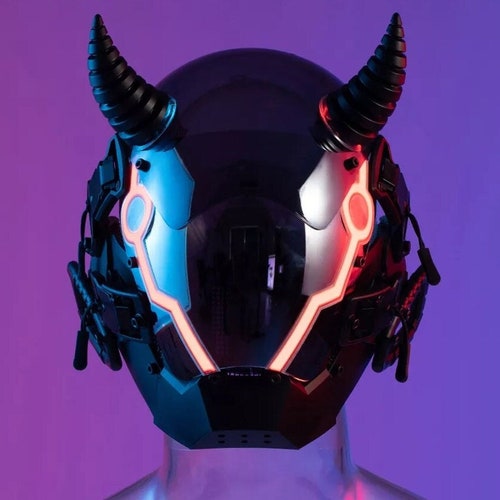 Illuminated CYBERPUNK Ninja Facemask Cosplay Sci Fi Helmet Etsy