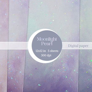 Delicate Opal Glitter Digital Paper, 12x12 | Canvas texture backgrounds | Printable scrapbook paper | Instant download