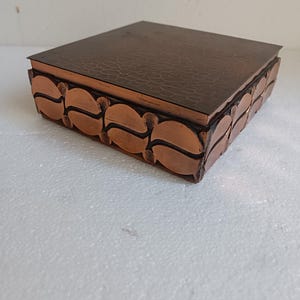 Brutalist Bronze Jewelry Box: Vintage Hungarian Copper Trinket Box