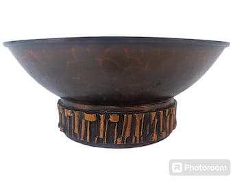 mcm retro vintage brutalista cuenco decorativo martillado a mano Szilágyi Hungría 1970