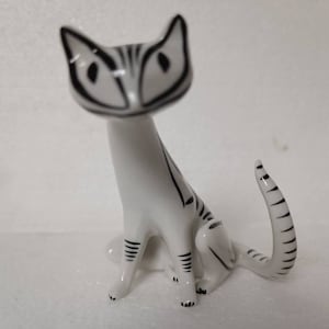 Mindcentury modern vintage pikasiak New look black&white funny Cat figurine hollohaza