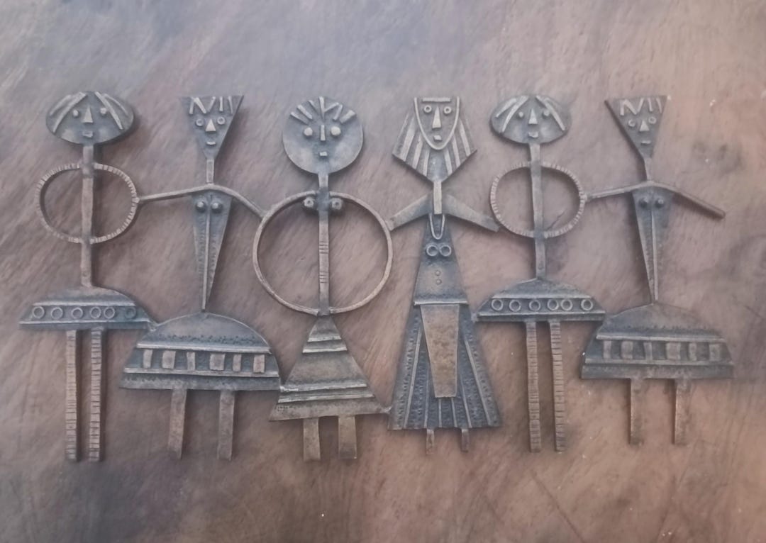 60s/70s Rare Mcm Two Piece Brass Brutalist Wall Sculpture. By Mcm Designer