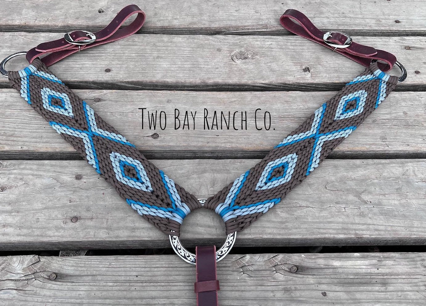 C&L Chestnut 3 Piece Breast Collar With Barb Wire & Basket Tooling BC0 – Cowboy Specialist