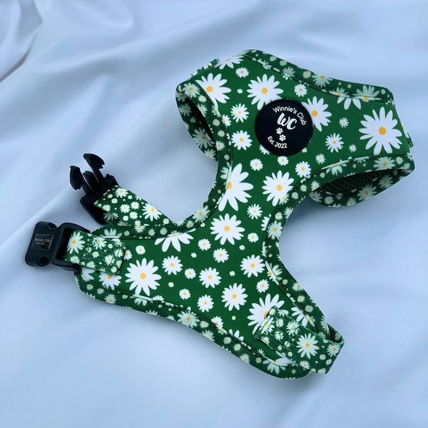 Green Daisy Flower | Puppy Harness | Dog | Pet | Cat | Adjustable | Clearance Sale | Washable | XS S M L Toy Tiny Extra Large | Accessories