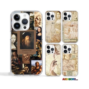 Leonardo da Vinci Collage Art Painting case cover case for iPhone 16e 16 Pro Max case for Samsung S25 S24 Ultra A16 case for Pixel 8 Pro