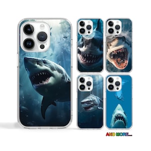 Great White Shark Art Pattern case cover case for iPhone 16e 16 Pro Max case for Samsung S25 S24 Ultra A16 case for Pixel 8 Pro