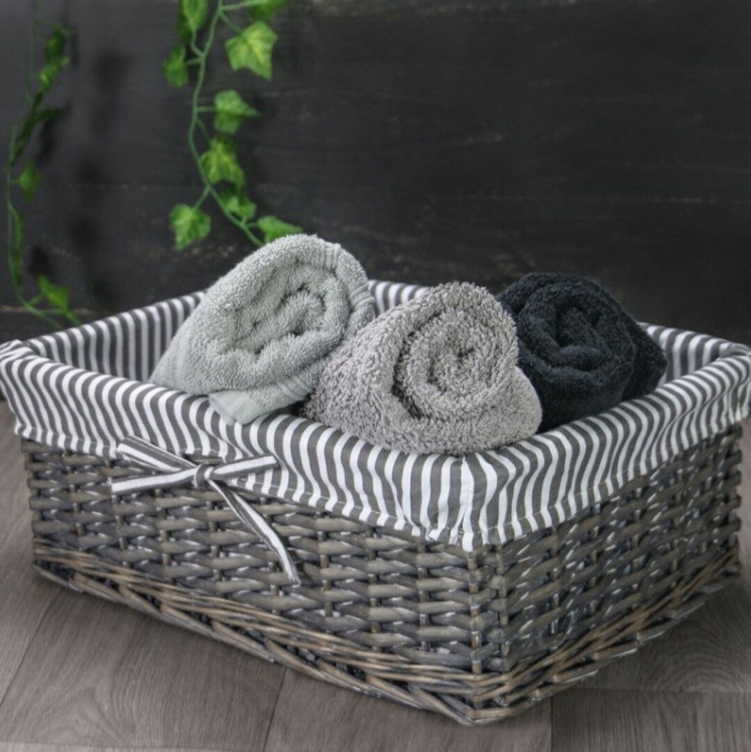 Grey Wicker Baskets Bathroom Home & Laundry Storage Organiser Etsy UK