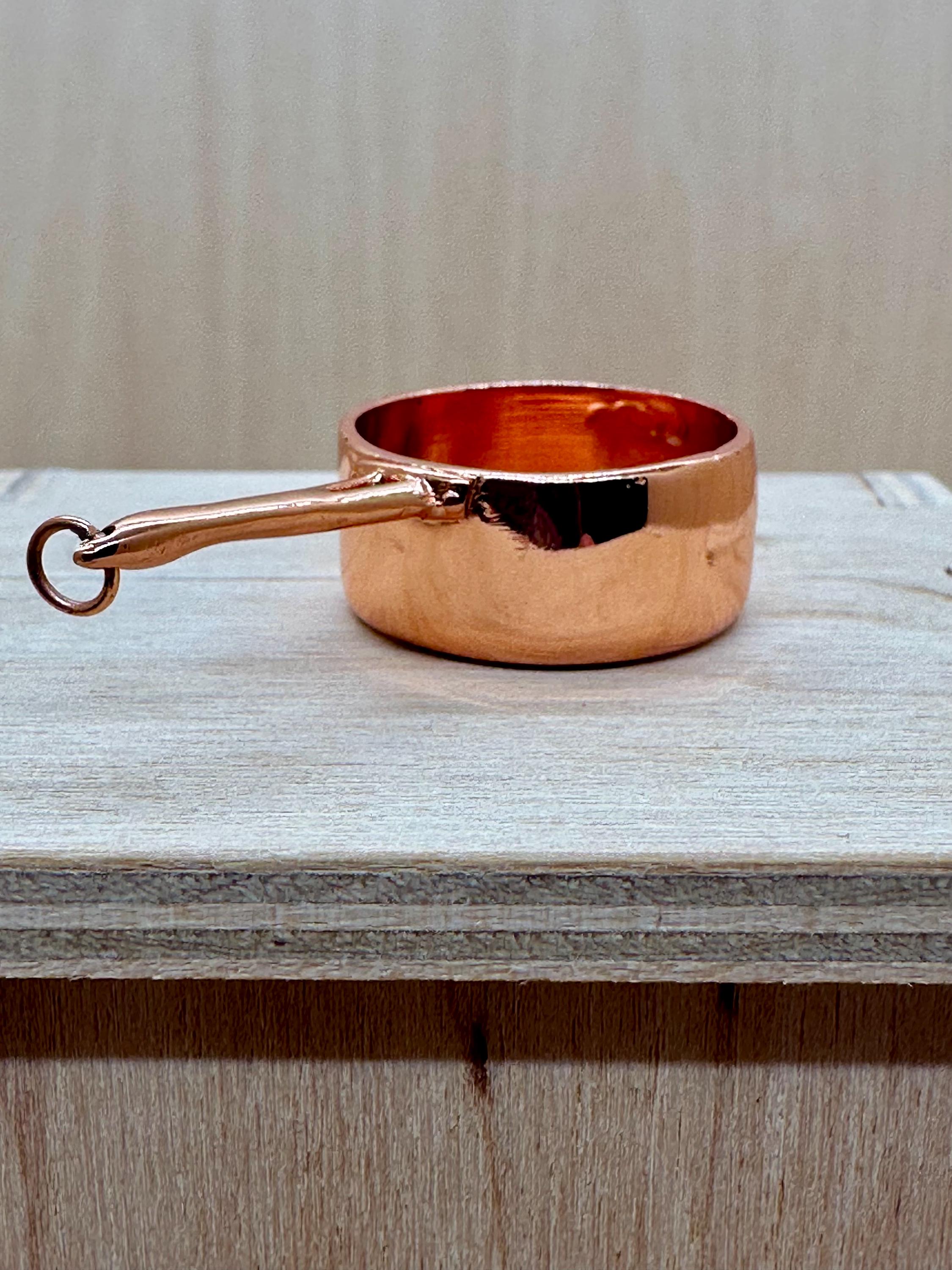 MagiDeal Casserole Chauffe-Beurre Petite Ustensile de Cuisine Manche en Bois en Cuivre Casserole pour Ménage Camping Restaurant Maison, Fond Rond