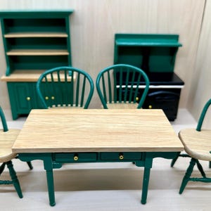 Hunter Green Country Style Dollhouse Kitchen Set
