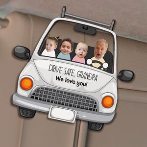赤ちゃんの写真をプリントしたカスタムバイザークリップ、安全運転を約束するパパの車用ハンガー、パーソナライズされた車用バイザークリップ、夫や祖父への父の日のギフト