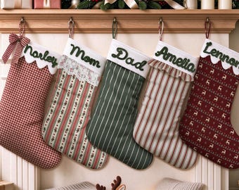Personalized Christmas Stocking: With Name Embroidery, Bow, Ruffle Cuff, and Lace Options