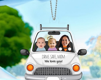 Clip de visera de coche con foto personalizada, regalo para papá que conduce con cuidado, un regalo conmovedor de los niños, que le recuerda que debe conducir con cuidado mientras se siente amado