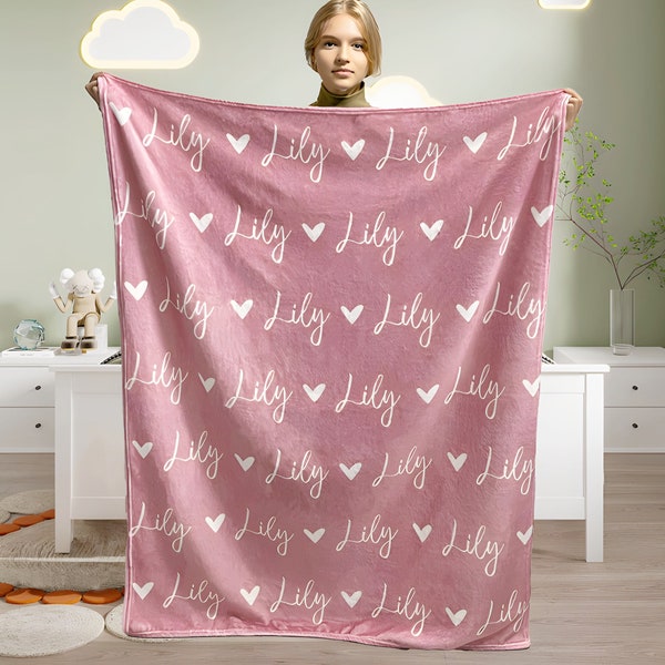 Personalized Girl Name Blanket, Custom Baby Blanket, Newborn Blanket, Girl Blanket Gift, Baby Blanket, Kids Blanket, Christmas Present Gift