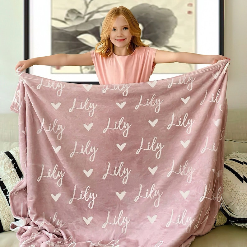 Personalized Name Blanket for Your Daughter, Customized Name Baby Blankets for Girls, Baby Name Blanket. Great Gift for Birthday, Christmas zdjęcie 1