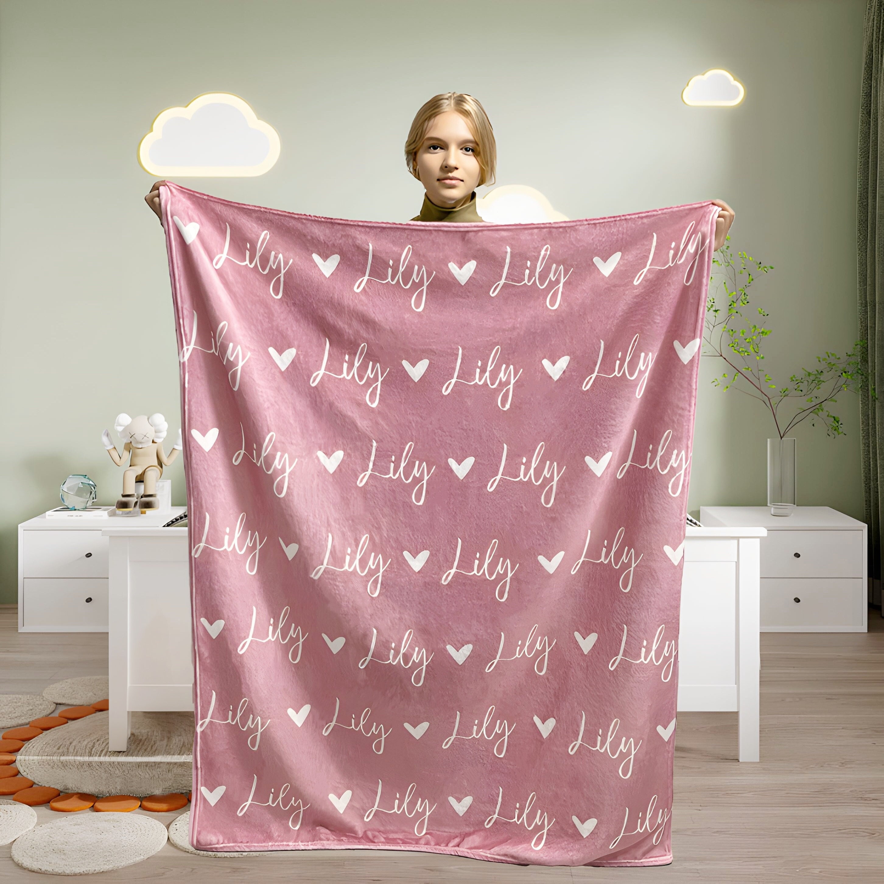 Personalized Girl Name Blanket, Custom Baby Blanket, Newborn Blanket, Girl Blanket Gift, Baby Blanket, Kids Blanket, Christmas Present Gift