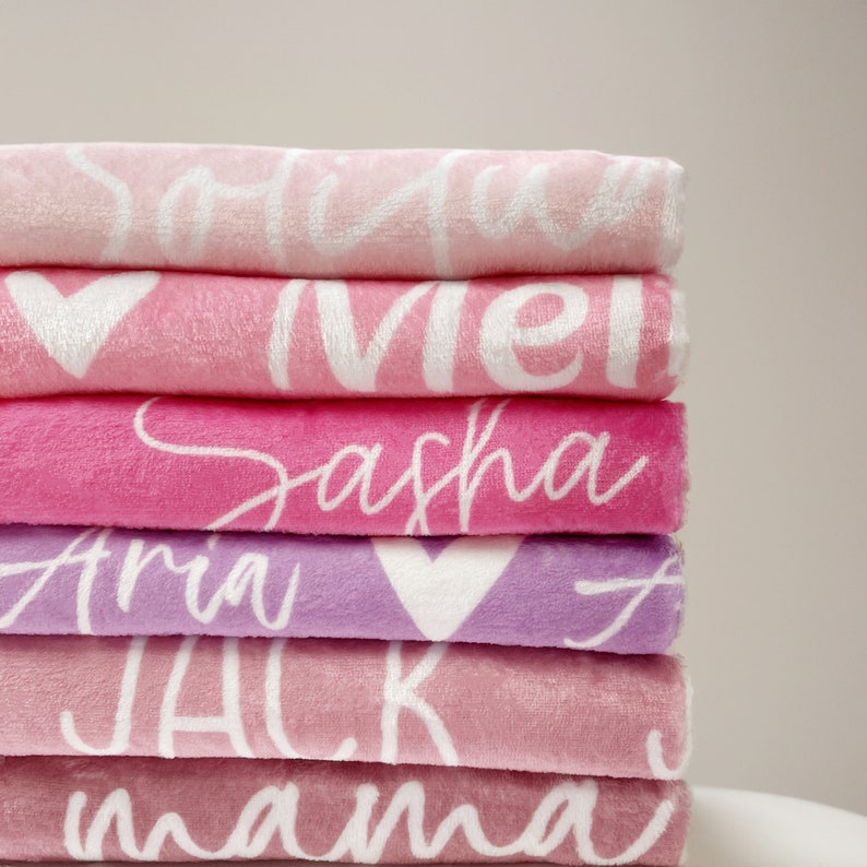 Personalisierte Namensdecke für Ihre Tochter, maßgeschneiderte Babydecken für Mädchen, Baby-Namensdecke. Tolles Geschenk zum Geburtstag, Weihnachten Bild 7